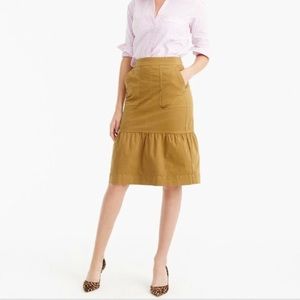 J Crew Garment Dyed Ruffle Chino Skirt